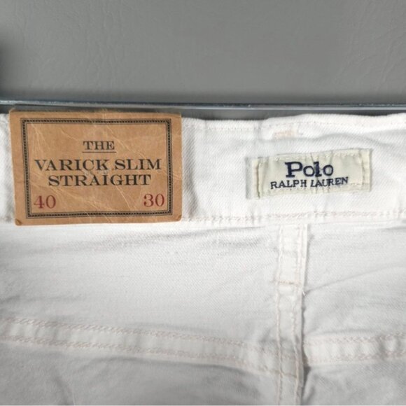 NWT POLO RALPH LAUREN THE VARICK SLIM STRAIGHT Core Replen White Jeans 40X30 - Picture 8 of 15